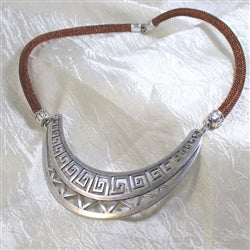 Affordable Tribal Necklace Silver Statement Metallic Copper Cord - VP's Jewelry  