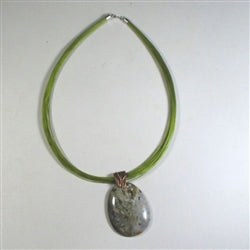 Buy designer cut ocean jasper gemstone pendant onolive green  colored multi-strand neck wire