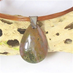 Jasper Gemstone Teardrop Pendant on Multi-strand Neck Wire - VP's Jewelry