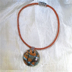 Handmade Mustard Colored Kazuri Pendant on Leather Necklace - VP's Jewelry