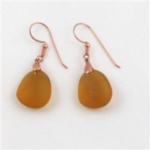 Buy golden amber teardrop earring on copper eear wires