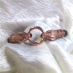 Mens Black Braided Copper Snake Head Leather Bracelet - VP's Jewelry