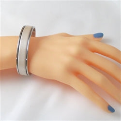 Leather Insert Cuff Bangle Bracelet - VP's Jewelry