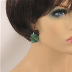 Peacock Turquoise Colored Kazuri Earrings Fair Trade Beads - VP's Jewelry