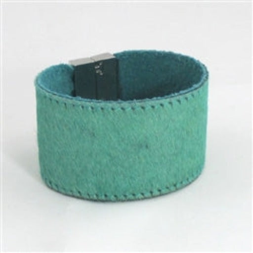 Buy sea green pony hair-on leather wide cuff bracelet