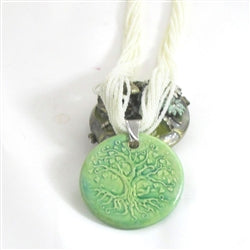 Pearl White Necklace with Claycult Green Pendant - VP's Jewelry
