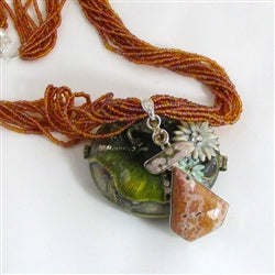 Sandstone Necklace with Multi-stone Jasper Pendant - VP's Jewelry