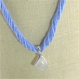 Rainbow Moonstone Pendant on Blue Multi-strand Necklace - VP's Jewelry