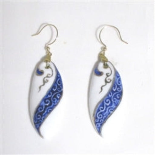 Blue & White Ceramic Teardrop Earrings Handcrafted Jewelry - VP's Jewelry
