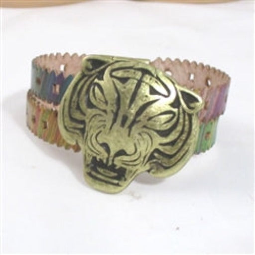 Buy Multi-colored leather bracelet with big bold tiger for a man
