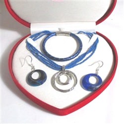 Necklace, Bracelet & Earrings Gift Set in Dark Blue - VP's Jewelry