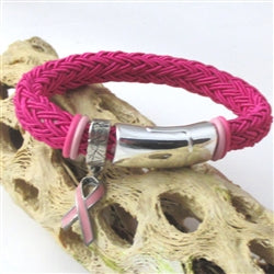 Buy pink awareness cotton cord bracelet