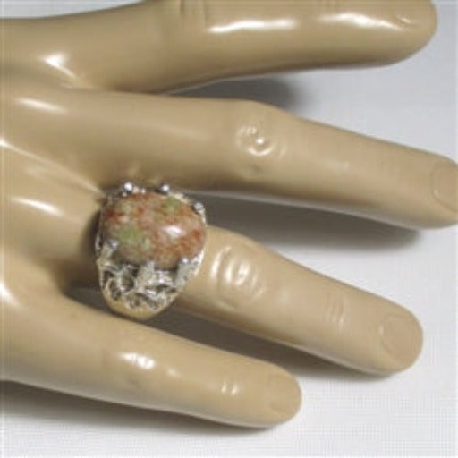 Beige & Green Gemstone Ring for a Man Size 13 - VP's Jewelry