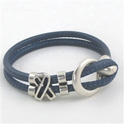 Dark Blue Awareness Leather Cord Bracelet Unisex - VP's Jewelry