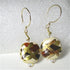 Handmade Bead Kazuri Earring in Cream Brown and Gold - VP's Jewelry