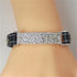 Black Leather Bracelet with Rhinestone Studded Bar - VP's Jewelry