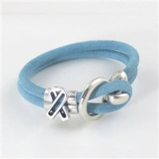 Lght Blue Awareness Suede Cord Bracelet Unisex - VP's Jewelry