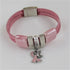 Pink Awareness Leather Bracelet Angel Charm - VP's Jewelry