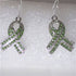 Buy sparkly green rhinestone ribbon awareness earrings