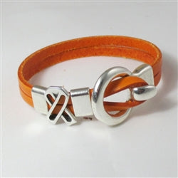 Orange Awareness Flat Leather Bracelet - Unisex - VP's Jewelry