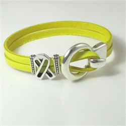 Awareness Leather Bracelet Yellow Ribbon Unisex - VP's Jewelry