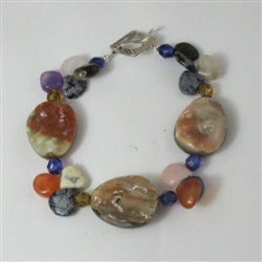 Mixed Gemstone & Abalone Sea Shell Bracelet - VP's Jewelry