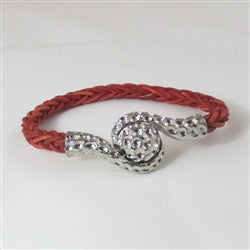 Unisex Rust Braided Leather Bracelet with Unique Clasp - VP's Jewelry