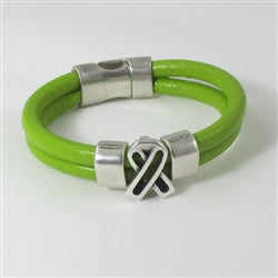 Green Awareness Ribbon Leather Bracelet - VP's Jewelry