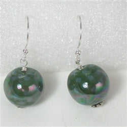 Bottle Green Big Kazuri Earrings - VP's Jewelry