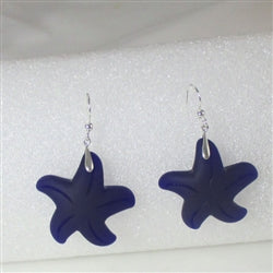 Navy Sea Glass Starfish Earrings - VP's Jewelry