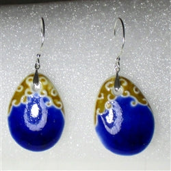 Royal Blue Teardrop Porcelain Earrings - VP's Jewelry
