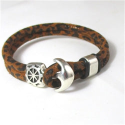 Man's Leather Cord Bracelet Anchor & Ships Wheel - VP's Jewelry