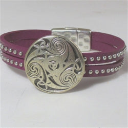 Buy Purple Leather Bracelet with Silver Medallion Accents - VP's Jewelry