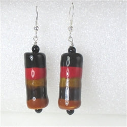 Red, Black & Tan Handmade Fair Trade Kazuri Earrings - VP's Jewelry