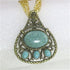 Gold Multi-strand Necklace with Antique Gold & Turquoise Pendant - VP's Jewelry
