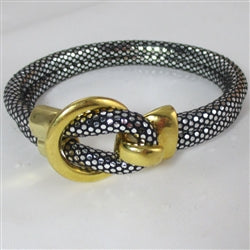Black & Silver Sparkly Metallic Leather Cord Bracelet - VP's Jewelry
