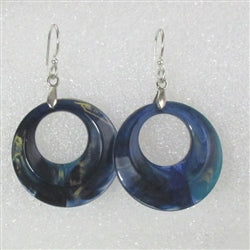 Marbled Dark Blue Hoop Earrings - VP's Jewelry