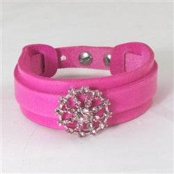 Bright Pink Leather Cuff Bracelet - VP's Jewelry