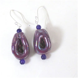 Handmade Purple Bead Earrings Kazuri Dolly Bead Earrings - VP's Jewelry  