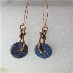 Dark Blue Indigo Artisan Handmade Earrings Raku Glaze - VP's Jewelry  