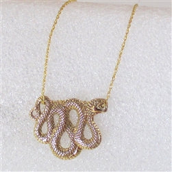 Bronze Snake Festoon Pendant on Gold Chain - VP's Jewelry