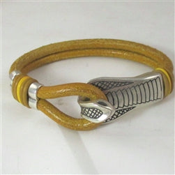 Tan Leather Men's Bracelet Serpent Clasp - VP's Jewelry