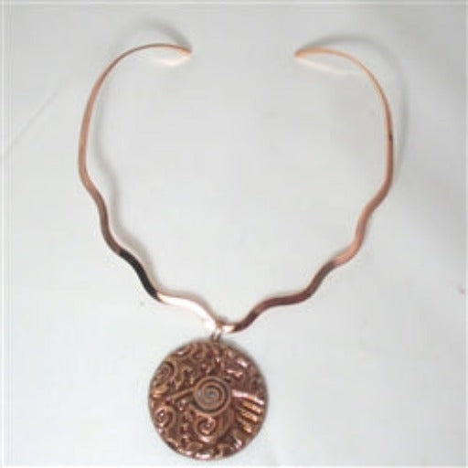 Copper Choker with Handmade Copper luster Raku Pendant - VP's Jewelry