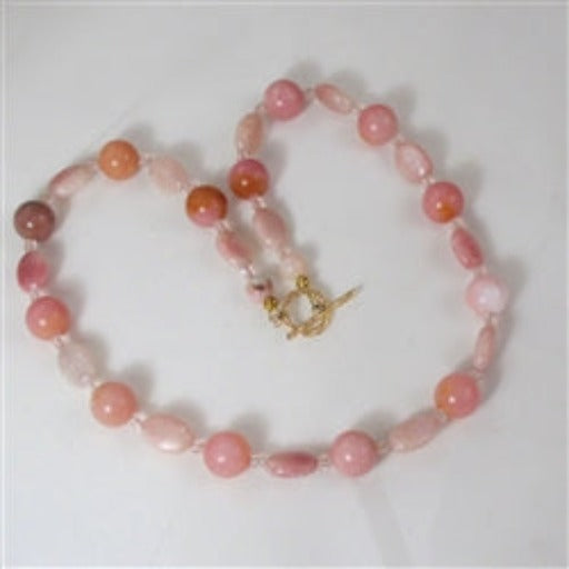 Classic Pink Opal Bead Necklace - VP's Jewelry