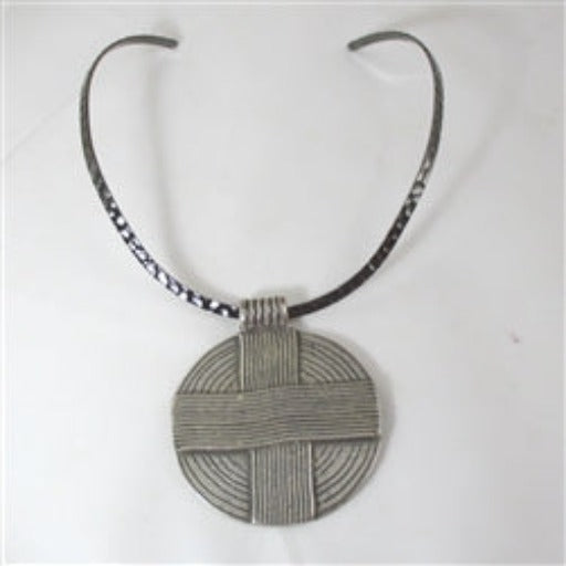 Large Statement Antique Silver Cross Pendant Gunmetal Choker - VP's Jewelry  