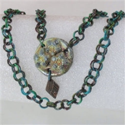 Double Strand Copper Chain Necklace with Handmade Rustic Pendant - VP's Jewelry