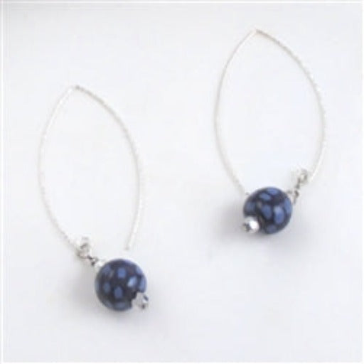 Dark Blue Kazuri Drop Earring  - VP's Jewelry