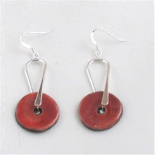 Red Artisan Handmade Earrings Raku Glaze Sterling Silver - VP's Jewelry  
