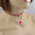 Sparkle Red Vegan Braided Leather Cord Choker with Sunburst Pendant - VP's Jewelry