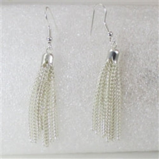 Silver Chain Tassel Drop Earrings - VP's Jewelry